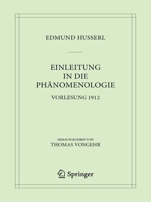 cover image of Einleitung in die Phänomenologie